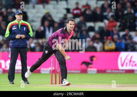 Birmingham, Großbritannien. 15. Juli 2023. *** Während des Vitality T20 Blast Final zwischen Essex Eagles und Somerset am Edgbaston Cricket Ground, Birmingham, England, am 15. Juli 2023. Foto: Stuart Leggett. Nur redaktionelle Verwendung, Lizenz für kommerzielle Verwendung erforderlich. Keine Verwendung bei Wetten, Spielen oder Veröffentlichungen von Clubs/Ligen/Spielern. Kredit: UK Sports Pics Ltd/Alamy Live News Stockfoto