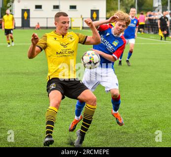 H&W Welders vs. Linfield, Samstag, 15. Juli 2023, Blanchflower Stadium, Belfast. Stockfoto