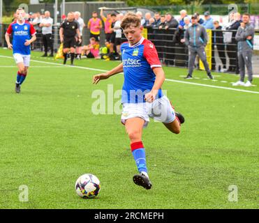 H&W Welders vs. Linfield, Samstag, 15. Juli 2023, Blanchflower Stadium, Belfast. Stockfoto