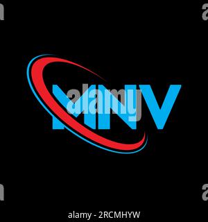 MNV-Logo. MNV-Brief. Logo mit MNV-Buchstaben. Initialen MNV-Logo, verbunden mit einem Kreis und einem Monogramm-Logo in Großbuchstaben. MNV-Typografie für Technologie, Unternehmen Stock Vektor