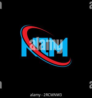 NIM-Logo. NIM-Brief. Logo mit NIM-Buchstaben. Initialen NIM-Logo, verbunden mit einem Kreis und einem Monogramm-Logo in Großbuchstaben. NIM-Typografie für Technologie, Geschäfte Stock Vektor