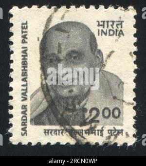 INDIEN - CIRCA 2000: Von Indien gedruckter Stempel, zeigt Vallabhbhai Patel (1875-1950), Stellvertreter, Premierminister Indiens, circa 2000 Stockfoto