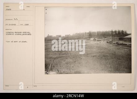 Bild mit einem Kraftwerk (NUMMER 60422) in Edgewood Arsenal, Maryland während des Ersten Weltkriegs. Das Foto zeigt einen Abschnitt des Werks, der 1918 dem Chemical Warfare Service dient. Stockfoto