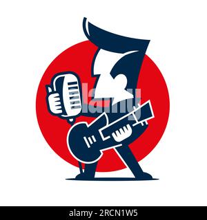 Podcast- oder Radio-Logo-Design mit Mikrofon und Bubble-Chat Stock Vektor
