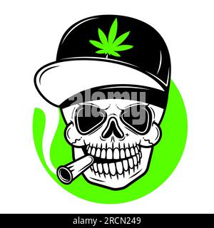 Logovorlage für Cannabis- oder Hanfmotiv mit einfacher Linienzeichnung. Optimal für Logo Stock Vektor