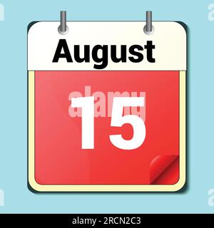 Tag im Kalender, Vektorbildformat, August 15 Stock Vektor