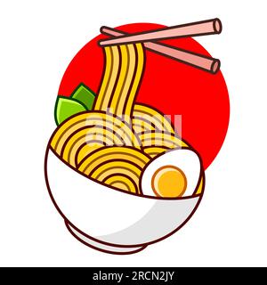 Darstellung Des Ramen-Logos. Ramen-Menü-Logo-Vorlage mit Schüssel. Abbildung: Logo für japanische Speisen Stock Vektor