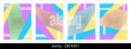 Set abstrakter geometrischer vertikaler Poster Stock Vektor