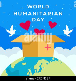 vector World Humanitarian Day in Flachdesign Illustration Stock Vektor