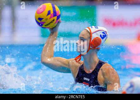 Fukuoka, Japan. 16. Juli 2023. FUKUOKA, JAPAN - JULI 16: Brigitte Sleeking of the Netherlands während der World Aquatics Championships 2023 Women's Match Netherlands and Spain am 16. Juli 2023 in Fukuoka, Japan (Foto von Albert Ten Hove/Orange Pictures). Guthaben: Orange Pics BV/Alamy Live News Stockfoto