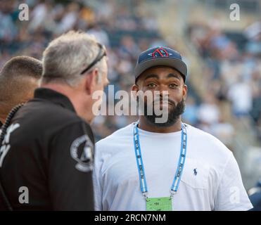 Chester, Pennsylvania, USA. 15. Juli 2023. 15. Juli 2023, Chester PA - Spieler der Philadelphia Eagles, BRANDON GRAHAM, beim Spiel zwischen der Philadelphia Union und NYCFC im Subaru Park in Chester PA (Kreditbild: © Ricky Fitchett/ZUMA Press Wire) NUR REDAKTIONELLE VERWENDUNG! Nicht für den kommerziellen GEBRAUCH! Kredit: ZUMA Press, Inc./Alamy Live News Stockfoto