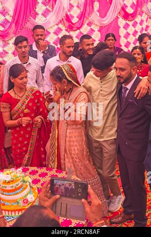 Indianerhochzeit im Himalaya Stockfoto