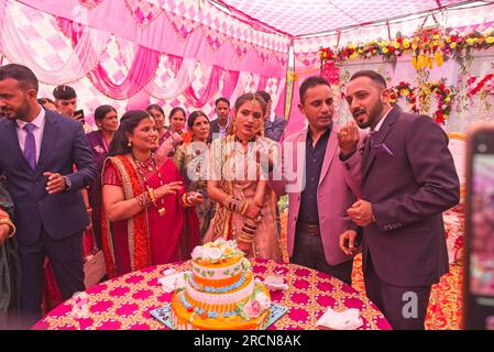 Indianerhochzeit im Himalaya Stockfoto