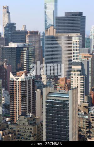 New Yorks Midtown-Gebäude in Manhattan, New York, USA, aus der Vogelperspektive Stockfoto
