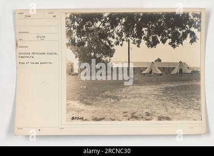 Blick auf das neue Quartier in der Aviation Experiment Station, Hampton, VA. Foto aufgenommen am 1. August 1917. NIME-Fotografen-Empfehlung Nr. 3344. Das Foto ist Teil der Beschreibung des NIME-Fotografen für Ausgabe 8/1/17. H AU-Hinweise Nr. 166 83344. Stockfoto