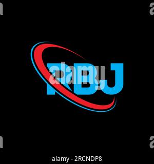 RBJ-Logo. RBJ-Brief. Logo mit RBJ-Buchstaben. Initialen RBJ Logo verbunden mit Kreis und Monogramm-Logo in Großbuchstaben. RBJ-Typografie für Technologie, Geschäfte Stock Vektor