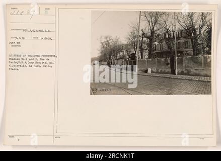 Personalquartiere in Chateau Nr. 1 und 2, Rue de Paris, USA Lagerkrankenhaus Nr. 4. Das Hotel befindet sich in Joinville, LaPont, seine, Frankreich. Dieses Foto wurde am 16. Januar 1919 aufgenommen und zeigt die Lebensbedingungen der im Lager angeworbenen Mitarbeiter. Stockfoto