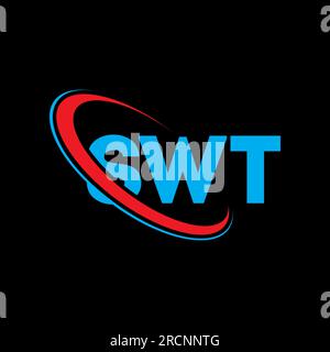 SWT-Logo. SWT-Brief. SWT-Logo mit Buchstabe. Initialen SWT-Logo, verbunden mit einem Kreis und einem Monogramm-Logo in Großbuchstaben. SWT-Typografie für Technologie, Geschäfte Stock Vektor