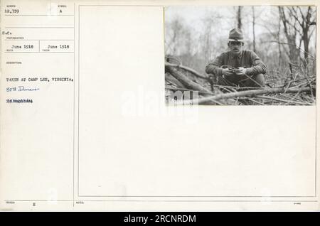 Soldaten der 80. Division, Ausbildung in Camp Lee, Virginia, im Juni 1918. Sie marschieren in Formation und symbolisieren ihre Bereitschaft für militärische Operationen im Ersten Weltkrieg Dieses Foto zeigt die Hingabe und Vorbereitung amerikanischer Soldaten während des Krieges. Stockfoto