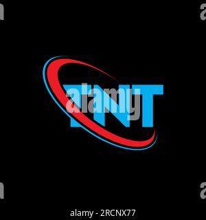 TNT-Logo. TNT-Buchstabe. Logo mit TNT-Buchstaben. Initialen TNT-Logo, verbunden mit einem Kreis und einem Monogramm-Logo in Großbuchstaben. TNT-Typografie für Technologie, Unternehmen Stock Vektor
