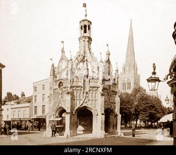 Chichester Cross und Cathdedral, viktorianische Zeit Stockfoto