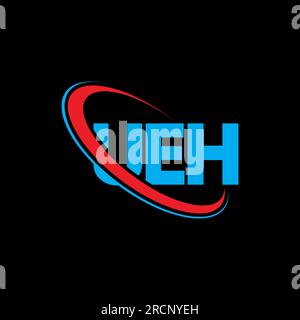 UEH-Logo. UH-Brief. Logo mit UEH-Buchstaben. Initialen UEH-Logo, verbunden mit einem Kreis und einem Monogramm-Logo in Großbuchstaben. UEH-Typografie für Technologie, Geschäfte Stock Vektor