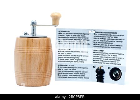 Buche Pfeffermühle von Sous Chef mit Label Stockfoto