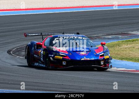 69 Albert COSTA, Thierry VERMEULEN, Kurs Emil Frey Ferrari 296 GT3, Aktion während der 5. Runde des GT World Challenge Europe Sprint Cup 2023, vom 14. Bis 16. Juli 2023 in Misano, Italien - Foto Grégory Lenormand/DPPI Credit: DPPI Media/Alamy Live News Stockfoto