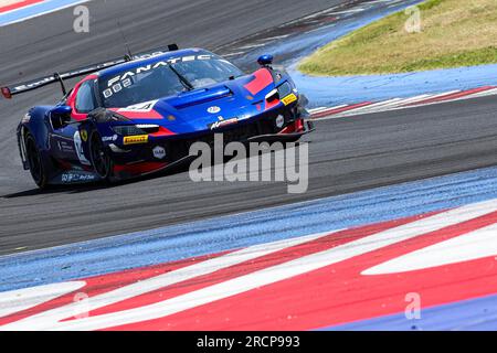 14 ALTOE Giacomo, LAPPALAINEN Konsta, Kurs Emil Frey Ferrari 296 GT3, Aktion während der 5. Runde des GT World Challenge Europe Sprint Cup 2023, vom 14. Bis 16. Juli 2023 in Misano, Italien - Foto Grégory Lenormand/DPPI Credit: DPPI Media/Alamy Live News Stockfoto