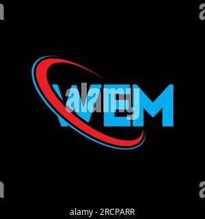 Wem-Logo. Wem-Brief. Wem-Logo. Initialen wem Logo verbunden mit Kreis und Monogramm-Logo in Großbuchstaben. Wem-Typografie für Technologie, Unternehmen Stock Vektor