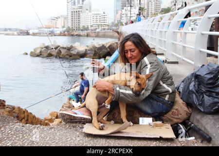 Ein Fischerleben im Libanon von Beirut Stockfoto