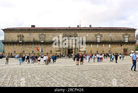 Parador Museo Santiago Luxushotel früher ein Krankenhaus bis 1953 erbaut von den katholischen Königen fertiggestellt 1511 Santiago de Compostela Galicia Spanien Stockfoto