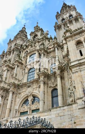 Westfassade der Kathedrale Plaza de Obradoiro Santiago de Compostela Galicia Spanien Stockfoto