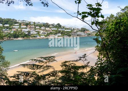 Salcombe, Devon, Großbritannien - 15. Juli 2023: Blick auf Salcombe Harbour and Small's Cove in South Devon, South Hams, Großbritannien Stockfoto
