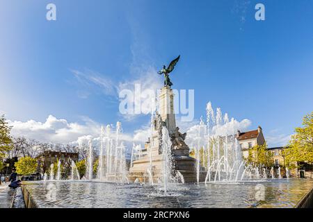 Fontaine Place de la République à Dijon, Monument à Sadi Carnot, Renommée. Stockfoto