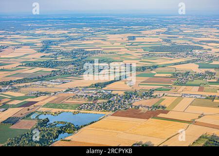 Reportage photos en montgolfière au-dessus de Pommard avec France Montgolfières. Montagny-les-Beaune vu de haut et alentours. Fotobericht in heißem Zustand Stockfoto