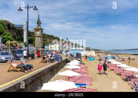 Clock Tower Beach und Promenade, Shanklin, Isle of Wight, England, Großbritannien Stockfoto