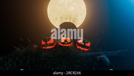 halloween-Festival, gruselige Szene, 3D-Bild-Renderings Stockfoto