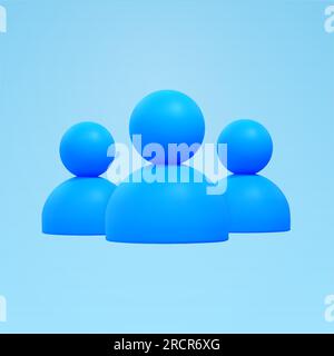 3D Benutzer, Kunden, Männer, Personensymbol in Blau, minimalistischer Stil, isolierter Hintergrund. Konzept für Humanressourcen, Computer, Software und Anwendung, Managementsystem, Präsentation. Vektordarstellung Stock Vektor