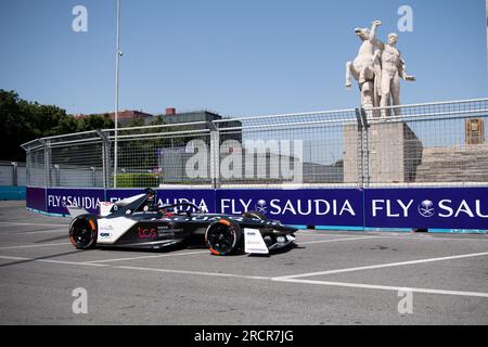 Rom, Italien 16 2023. Juli – Formel E Hankook Rome E-Prix, Qualifikationssitzung. Mitch Evans (9) (NZL) Jaguar TCS Racing Team in Aktion auf der Rennstrecke. Foto: Fabio Pagani/Alamy Live News Stockfoto