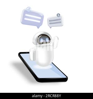 3D künstliche Intelligenz. Digitales neuronales Hirnnetz, KI-Server und Robotertechnologie, künstlicher Robotergeist. Online-Kommunikation mit Chat bot CO Stock Vektor