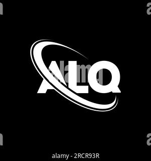 ALQ-Logo. ALQ-Brief. Logo mit ALQ-Buchstaben. Initialen ALQ-Logo, verbunden mit einem Kreis und einem Monogramm-Logo in Großbuchstaben. ALQ-Typografie für Technologie, Geschäfte Stock Vektor