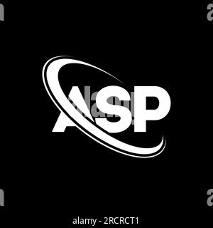 ASP-Logo. ASP-Brief. ASP-Logo. Initialen ASP-Logo, verbunden mit einem Kreis und einem Monogramm-Logo in Großbuchstaben. ASP-Typografie für Technologie, Geschäfte Stock Vektor