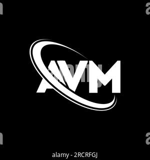 AVM-Logo. AVM-Brief. Logo mit AVM-Buchstaben. Initialen AVM-Logo, verbunden mit einem Kreis und einem Monogramm-Logo in Großbuchstaben. AVM-Typografie für Technologie, Unternehmen Stock Vektor