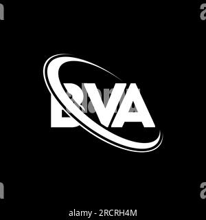 BVA-Logo. BVA-Brief. BVA-Logo. Initialen BVA-Logo, verbunden mit einem Kreis und einem Monogramm-Logo in Großbuchstaben. BVA-Typografie für Technologie, Geschäfte Stock Vektor