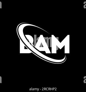 BAM-Logo. BAM-Brief. Logo mit BAM-Buchstaben. Initialen BAM-Logo, verbunden mit einem Kreis und einem Monogramm-Logo in Großbuchstaben. BAM-Typografie für Technologie, Unternehmen Stock Vektor