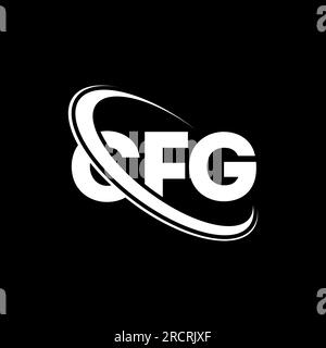 CFG-Logo. CFG-Buchstabe. LOGO MIT CFG-Buchstaben. Initialen CFG-Logo, verbunden mit einem Kreis und einem Monogramm-Logo in Großbuchstaben. CFG-Typografie für Technologie, Unternehmen Stock Vektor