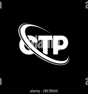 CTP-Logo. CTP-Brief. Logo mit CTP-Buchstaben. Initialen CTP-Logo, verbunden mit einem Kreis und einem Monogramm-Logo in Großbuchstaben. CTP-Typografie für Technologie, Unternehmen Stock Vektor