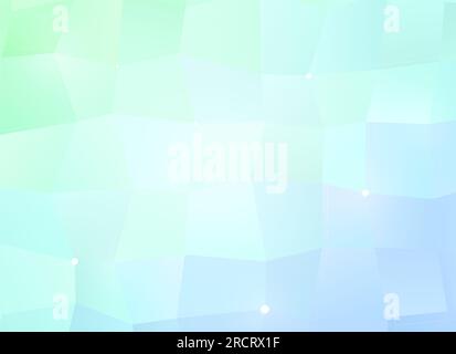 Farbenfroher, lebendiger und hellgrüner, türkisfarbener und hellblauer Hintergrund mit Vektormuster und Farbverlauf. Abstrakter 3D-Hintergrund mit niedrigem Polyestergehalt. Stockfoto