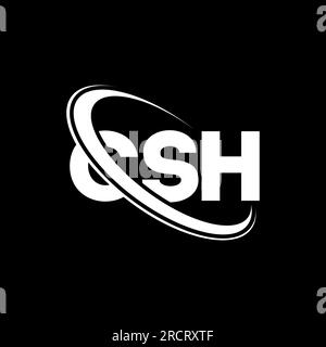 CSH-Logo. CSH-Brief. Logo mit CSH-Buchstaben. Initialen CSH-Logo, verbunden mit einem Kreis und einem Monogramm-Logo in Großbuchstaben. CSH-Typografie für Technologie, Unternehmen Stock Vektor